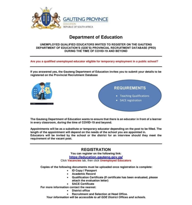 gauteng-department-of-education-recruitment-for-unemployed-educators