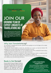 Become a Part of an Expert Linguist Team at Translations.ng!